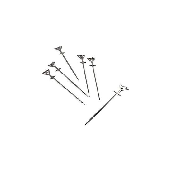 Prodyne Stainless Steel Martini Glass Cocktail Picks, Set of 6