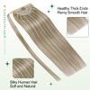 Easyouth Blonde Human Hair Ponytail Extension Blonde Pony Tails Hair Extensions Ash Blonde Highlighted Bleach Blonde Ponytail Extensions Human Hair Wrap Around Ponytail Extension 18Inch 80g