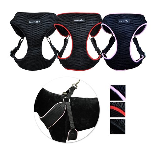 Peak Pooch - No-Pull Dog Harness - Padded Step in Dog Harness - Comfort Mesh Fabric Dog Vest with Buckle and Metal Rings for Dog Leash - Red - 28-36 in Chest