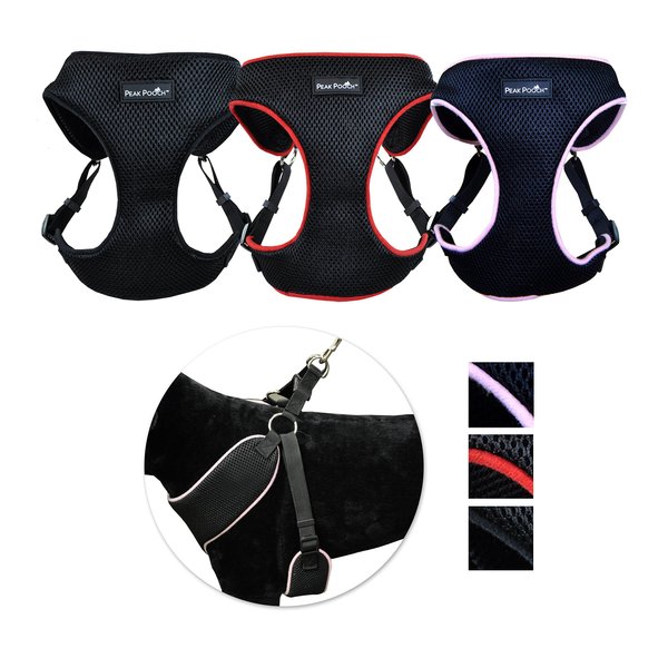 Peak Pooch - No-Pull Dog Harness - Padded Step in Dog Harness - Comfort Mesh Fabric Dog Vest with Buckle and Metal Rings for Dog Leash - Red - 28-36 in Chest