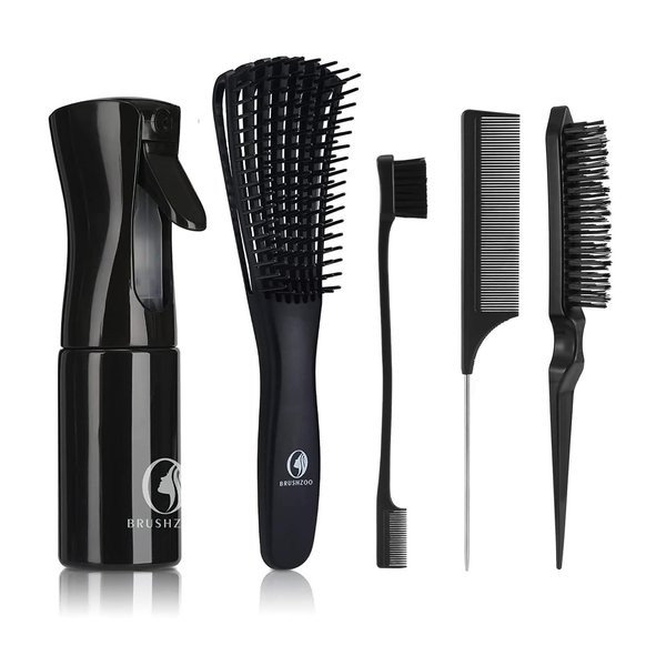 BRUSHZOO Hair Brush Set, Hair Brushes for Women Men kid, Detangler Brush for Wet Dry Curly Hair Detangling, Hair Combs for Parting Styling, Hairbrush for Thick Fine Thin Hair Care