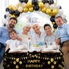Trgowaul 50th Birthday Decorations for Men Women - Black Gold Happy 50th Birthday Backdrop Banner, 2 Pcs Happy Birthday Tablecloth, 60 Pc Latex Confetti Balloons, 50 Years Old Birthday Party Supplies