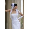 Bridal Veil Diamond (Off) White 1 Tier Shoulder Length Edge With Crystal Beads