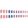 4th of July Press on Nails Medium Square Fake Nails Full Cover America Flag False Nails with Star Designs Glossy Glue on Nails Independence Day Acrylic Nails Artificial Nails for Women Girls 24Pcs