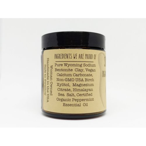 Organic Vegan Fluoride Free Remineralizing Tooth Powder Peppermint Formula 6 Month Supply Glass Jar- No Plastic in mailing