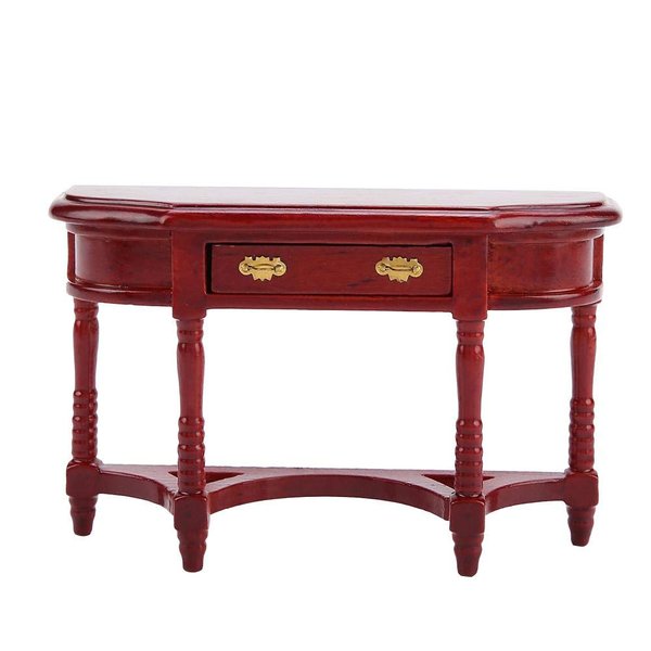 Zerodis 1:12 Scale Mini Dollhouse Half-Round Table Model Miniature Doll House Desk Furniture Wooden Doll House Living Room Decorative Toy for Kids Educational Pretend Play Toy