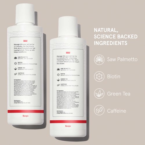 Keeps Hair Thickening Shampoo & Conditioner Set - Treatment for Thinning Hair and Hair Loss - Regrowth for Fuller, Thicker Looking Hair - Infused with Biotin, Caffeine, & Saw Palmetto