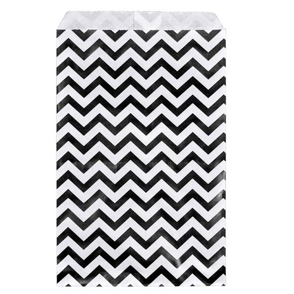 888 Display - 200 pcs of 6" x 9" Black Chevron Paper Gift Bags Shopping Sales Flat Bags