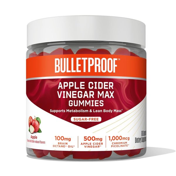 Bulletproof Apple Cider Vinegar Max Sugar-Free Gummies, 60 Count, Keto Supplement for Cravings