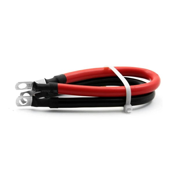 Apeixoto 2 AWG 2 Gauges Red + Black Pure Copper Battery Inverter Cables 2FT Battery Inverter Cables with 5/16 Inch Lugs on Both End for Solar, RV, Car, Boat, Auto, Marine