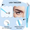 KevKev Lash Tweezers Set Eyelash Tweezers Lash Extension Tweezers Lash Applicator Tool 3 in 1 Lash Applicator Tool Set with Lash Brush Eyelash Tweezers for False Lashes