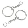 KINGFOREST 50PCS Split Key Ring with Chain 1 inch and Jump Rings, Silver Color Metal Split Key Chain Ring Parts with Open Jump Ring and Connector.