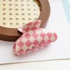 Checkered Hair Claw Clips for Women Cute Claw Clip Pack, Checkered Hair Clips for Girls Medium Size Hair Claws for Thick Hair Checkered Claw Clips No-Slip Grip Aesthetic Hair Accessories (Pink-white)