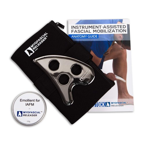 Myofascial Releaser The Original Tool with User Guidebook - Physical Therapy Tools for Self Myofascial Release and Pain Relief - Stainless Steel IAFM IASTM Gua Sha Fascia Scraping Blading