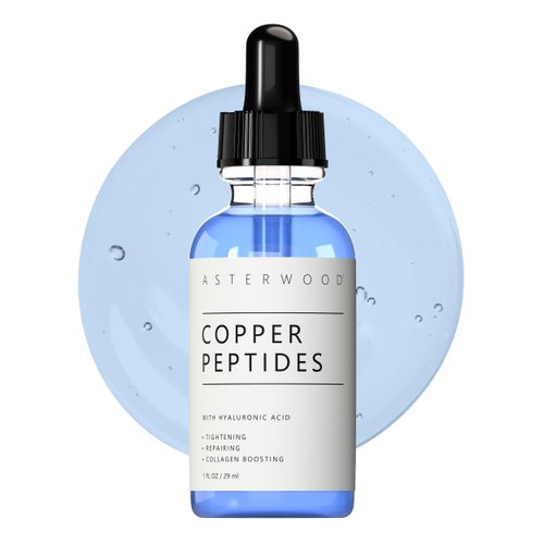 Asterwood Copper Peptides Serum for Face - Tightening, Repairing, Collagen Boosting - with GHK-Cu and Hyaluronic Acid - 1 Fl Oz