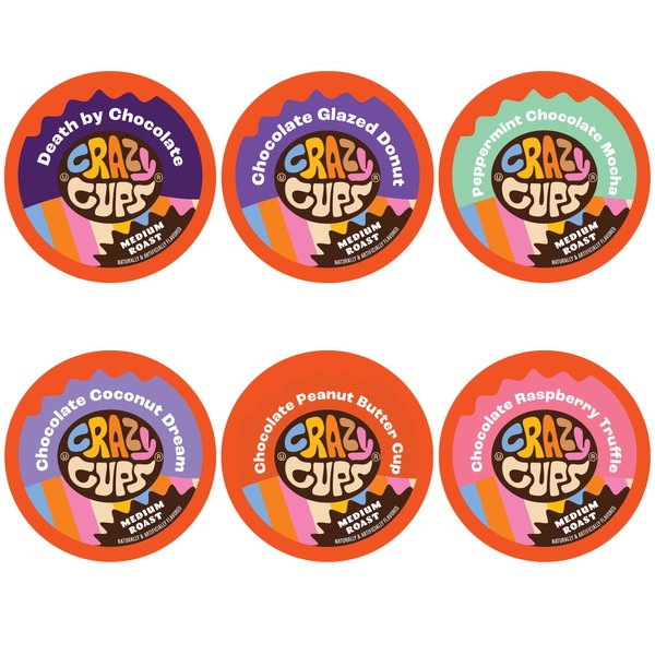 Crazy Cups Medium Roast Chocolate Coffee Lovers Coffee Pods Variety Pack, 24 Count