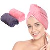 SPEEDBLINK Women Microfiber Hair Towel Wrap | 10 x 25 inch Hair Wrap Towels for Straight, Curly & Long Hairs | 2 Pack Soft & Absorbent Hair Turban Towel (Pink,Grey)