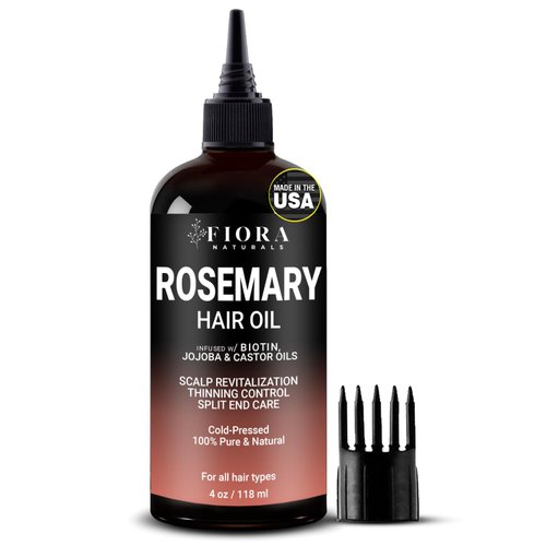 Rosemary Oil for Hair Growth with Castor Oil, Jojoba Oil, and Biotin - Natural Hair Strengthening Oil, Scalp oil, and Beard oil, Aceite De Romero Para El Cabello, for All Hair Types, Men and Women