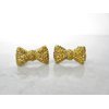 Two small tiny sparkle gold bow crystal hair pin clip barrettes fine hair