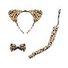 Halloween Cat Ears Headband Kitty Bow Tie Tail Women Cat Hair Hoops Kitten Hair Bands Headpiece Hairband Christmas Birthday Party Decoration Cosplay Costume Handmade Hair Accessories Leopard Print