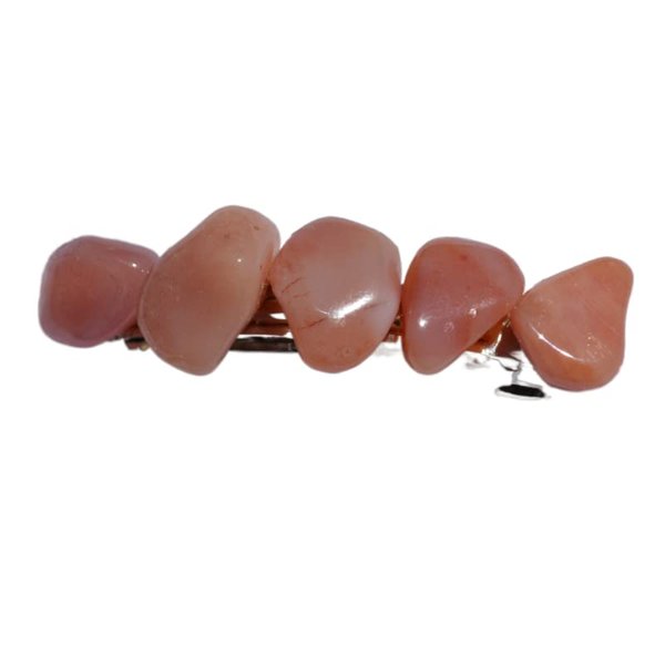 Tumbled Apricot Agate Stone French Barrette Hair Clip