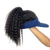 VAVANGA Hat Wig for Black Women - Black Hair with Hat Ponytail Wig Hat Navy Blue Baseball Cap Attached Hair Afro Kinky Yaki Hair Extensions Hat Wigs for Women(Navy Blue, LD0315)