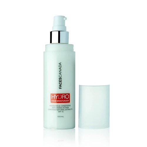 FACESCANADA Hydro Face Moisturizer with SPF 15 | Natural Hydrating & Anti Aging Formula | Lightweight & Non Greasy | for Radiant Skin | 3.38 Fl Oz (100ml)