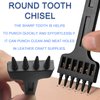 Prong Punch Tool Set - 3pcs 6mm Leather Row Round Hole Tooth Punch Tool, 2/4/6 Prong Tooth Circular Cut Lacing Stitching Chisel DIY Leathercraft Punching Accessories Kits for Leather Craft Supplies