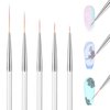 Qianyu 5 Pcs Nail Art Brushes Sets Gel Polish Fine Liner Brushes Nail Design Pens 6/9/12/18/23mm Acrylic Handle Detail Drawing Tool for Home Salon Manicure DIY Women Nail Art Tech Supplies