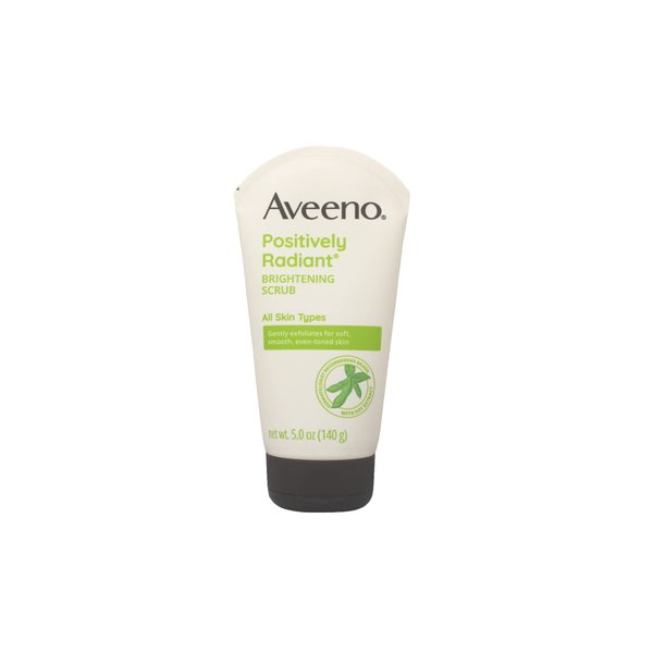 Aveeno Positively Radiant Skin Brightening Exfoliating Daily Facial Scrub, Moisture-Rich Soy Extract, Oil- & Soap-Free Tone-Evening Face Cleanser, Hypoallergenic & Non-Comedogenic, 5 oz