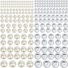 MOLILON 2032pcs Face Gems Jewels Bling Rhinestones Crystals Adhesive Pearl Stickers Stick On Pearls Makeup Jewelry Nail Art Stickers Gems Beads for Hair, Body, Face, Eye (Beige Pearls+Crystal)