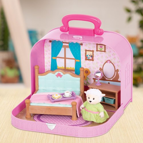 Li’l Woodzeez – Travel Suitcase Bedroom Playset – Portable – Dollhouse Furnitures & Accessories Included – Pretend Play Toy for Kids Age 3+