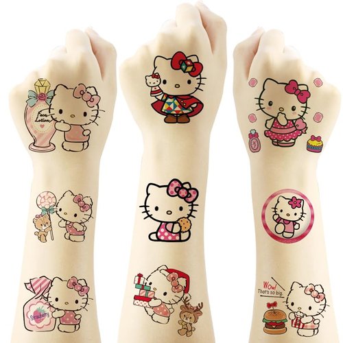 40pcs Temporary Tattoos for Kids,Hello Cat Kitty Birthday Party Supplies,Kitty Party Favors Fake Tattoos Stickers,Birthday Decorations Party Game Activities Reward Gifts