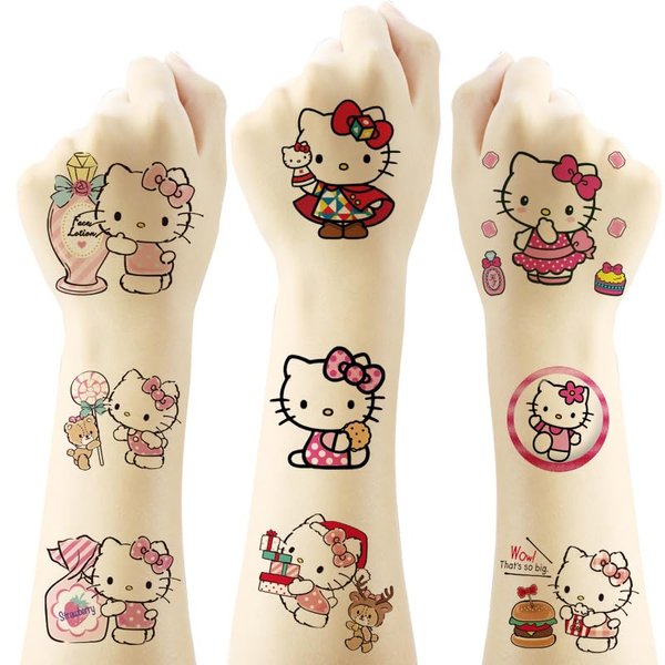 40pcs Temporary Tattoos for Kids,Hello Cat Kitty Birthday Party Supplies,Kitty Party Favors Fake Tattoos Stickers,Birthday Decorations Party Game Activities Reward Gifts