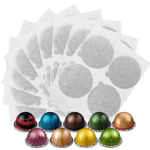 Clinuse Aluminum Foils Lids Seals to Reuse Nespresso Capsules Coffee Pods, Compatible with Nespresso Vertuoline Vertuo, 100Pcs Reuse Coffee Pods Cover Seals (61mm, Grey)
