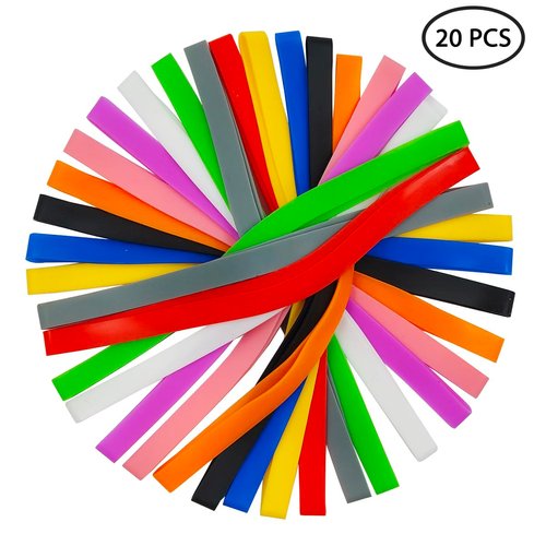 DLAND 20-Pack Large Elastic Bands(7.8 Inch) - Mixed Colors for Office Supplies, Home Organization, Storage Containers & Bundling (Natural Rubber, Reusable)