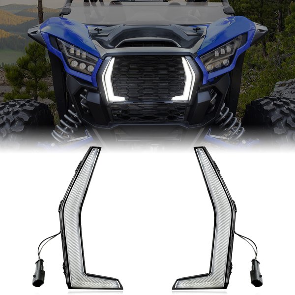 LDETXY LED Fang Lights for Teryx KRX 1000, Grille Accent Lights Assembly Front Signature Accent Light Grill Lights Lamps for Kawasaki Teryx KRX 1000 2020 2021 2022 2023 2024 Accessories