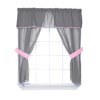 Baby Doll Bedding Solid Two Tone 5-Piece Window Valance Curtain Set, Grey/Pink