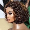 QUINLUX WIGS Short Bob Curly Human Hair Highlight Wigs Pre Plucked 13X4 HD Lace Front Wigs Brazilian Hair Pixie Cut Curly Glueless Wigs For Black Woman 150% Density #1B/27 Short Deep Wave Wig 12Inch
