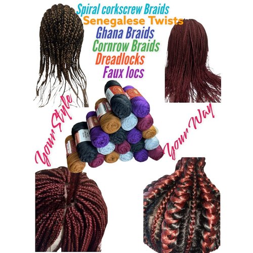 100% Acrylic Brazilian Wool Yarn 70g Fiber for Hair Crochet/African Hair Weave/Knitting/Dreadlock Extensions/Jumbo Twists/Faux locs/Senegalese Twist/Spiral Corkscrews (4 Pack, Black)