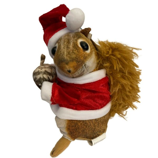 Animated Plush Squirrel with Santa Hat - Sings Dances Mom Kissing Santa Claus