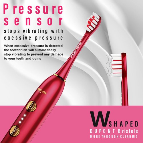 Wagner Stern WHITEN+ Edition. Smart Electric Toothbrush with Pressure Sensor. 5 Brushing Modes and 3 Intensity Levels, 8 Dupont Bristles, Premium Travel Case.
