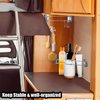 warmfarm RV Shower Corner Storage Bar, RV Bathroom Stick on Shower Corner With 4 S-Hooks,Adjustable Corner Storage Bar for Most RV Camper Travel Trailer (1)