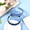 DEEKA 3 PCS Woven Headband Uniform Headband Hair Accessories Grosgrain Ribbon Weaved Hair Band for Women Girls Teens Football Softball Cheer Sports (Navy Blue&Light Blue)
