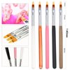 KAAGEE 5pcs Ombre Nail Brush Nail Paint Pen for Lace Line Gradient Color Ombre Brush for Gel Nails Wood Nail Art Brushes Nail Design Brushes Acrylic Nail Polish Tools Nail Accessories