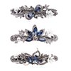 Kicosy Barrettes for Women 3 Pack Vintage Shining Rhinestone Hair Barrettes Metal Flower Butterfly French Clip Faux Crystal Hair clip Spring Hair Barrette,Black and Navy (Pattern-A(3PCS))