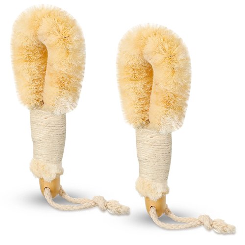 2 Pcs Dry Brushing Body Brush Exfoliating Brush Body Scrubber Natural Bristle Body Brush Bath Shower Dry Skin and Body Sisal Brush with Naturals Fibers for Skin Care, Exfoliates Skin