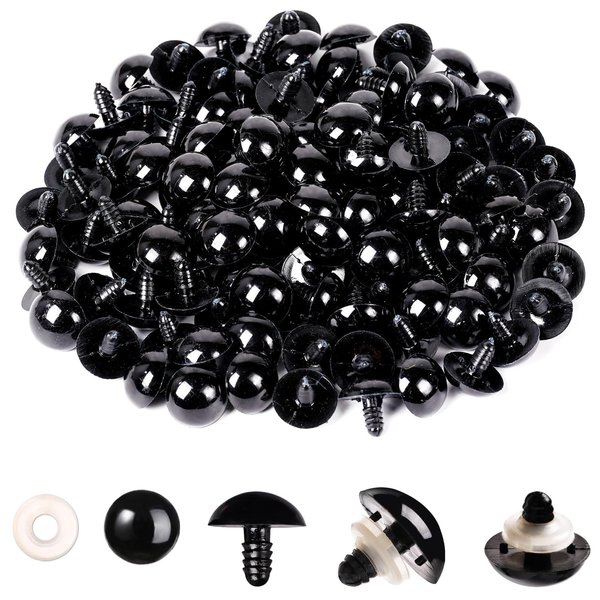 MUCUNNIA 400pcs 20mm Safety Eyes for Amigurumi with Washers Plastic Black Safety Eyes for Crochet Craft Safety Eyes for DIY Halloween Decorations Crochet Stuffed Animals Crafting