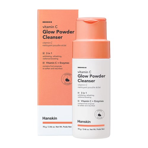 Hanskin Vitamin C Glow Powder Cleanser - Gentle Face Wash for Brightening & Radiant Skin, Papaya Enzyme Powder Facial Cleanser for Dry Skin, Exfoliating & Refreshing Korean Skincare [2.36 fl oz.]