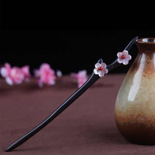 TOP SEWING Wooden Hair Fork Ebony Women Hairpins Wooden Antlers Hair Sticks Chinese Handmade Carved Pins For Buns Hair Chopsticks for Long Hair with Gift Box